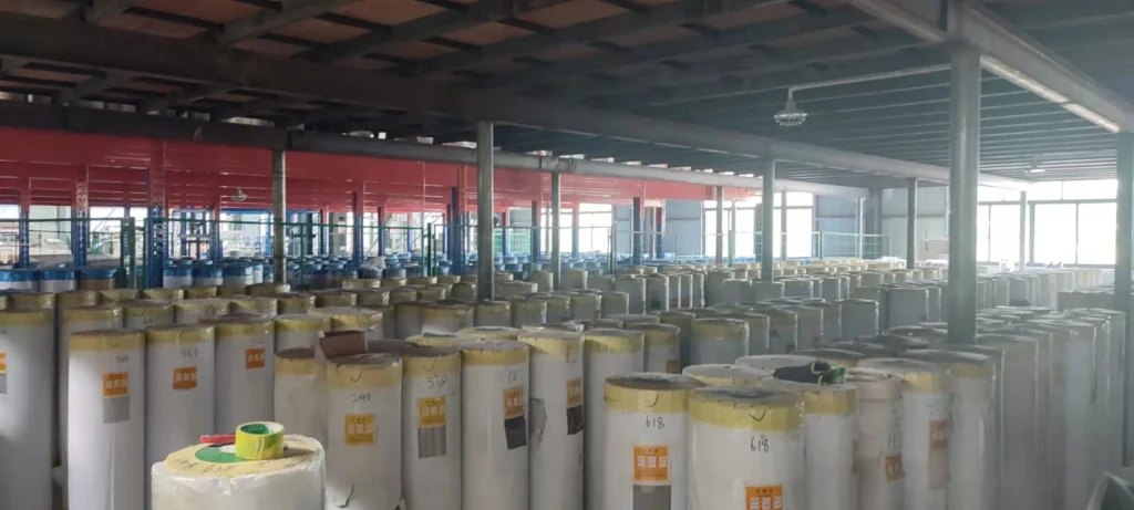 Material rolls in the workshop