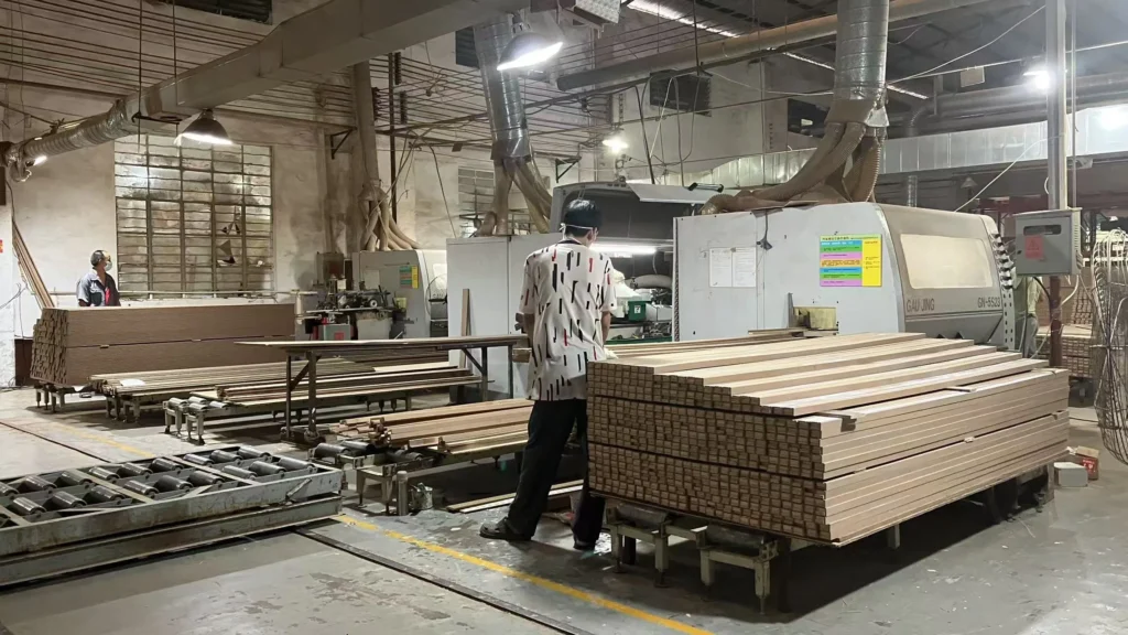 Production line and stacked boards